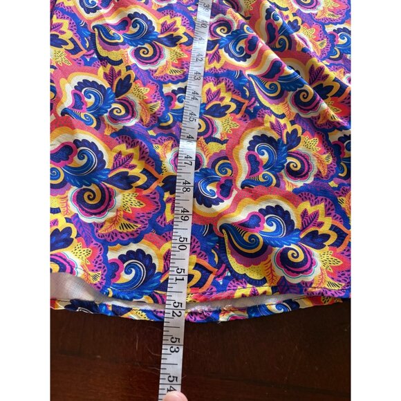 Audrey K NWOT Retro Multi-color Kaleidoscope Maxi Dress Zip-Front Size Medium - Picture 11 of 14